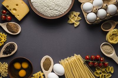 General 7360x4912 still life noodles eggs food cheese tomatoes